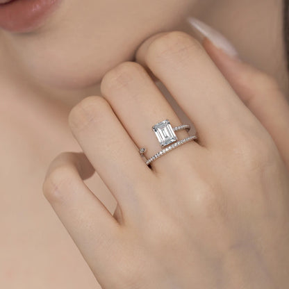 Personalized Daily Dress up Fine Fashion Jewelry S925 Silver Openwork Double Layer  5A Cubic Zirconia Women Bridal Ring