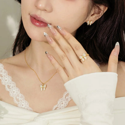 Elegant Fine Fashion Women Jewelry S925 Silver Link Chain Xmas Christmas Gifts 5A Zirconia Butterfly Pendant Necklaces