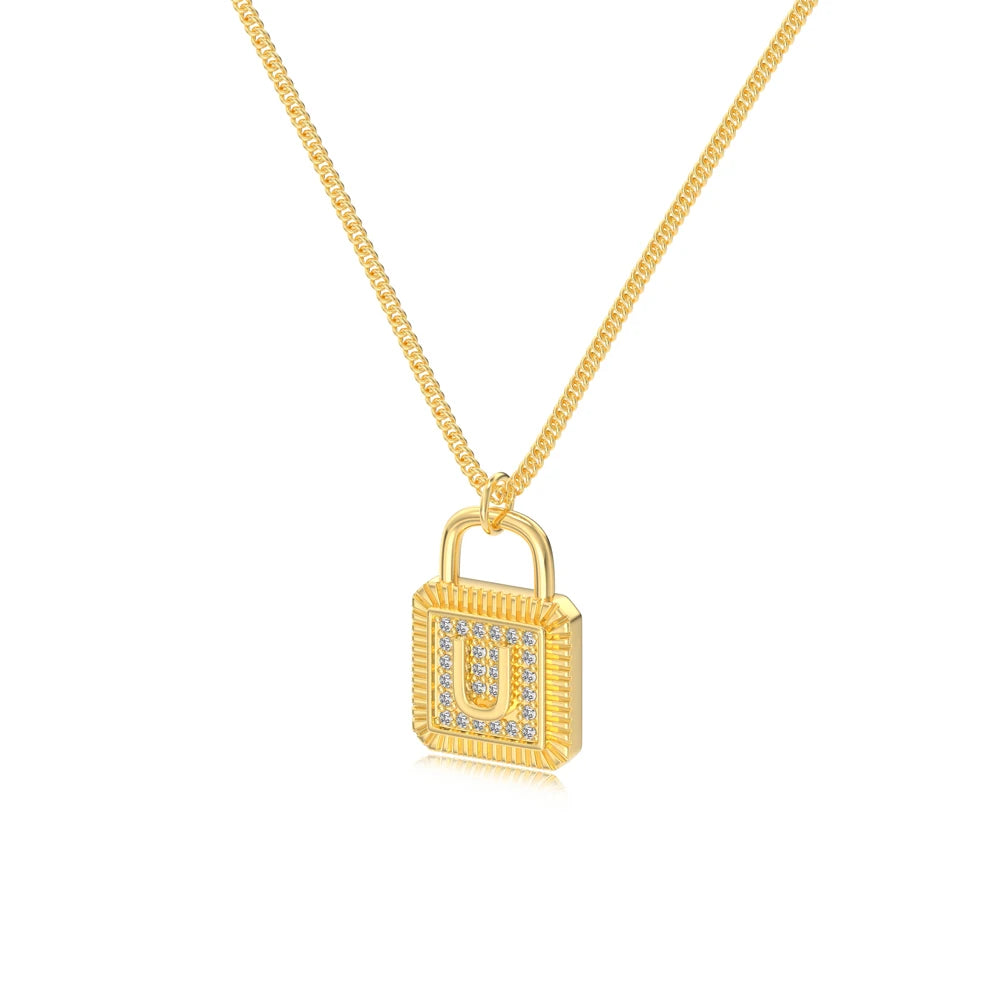 925 Sterling Silver Lock Bridal Initial Necklace product image 9
