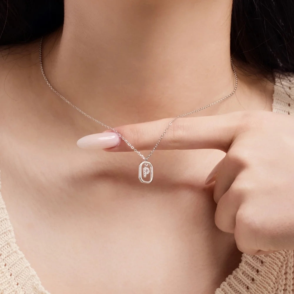 925 Sterling Silver CZ Initial Necklace DY191344 product image 2