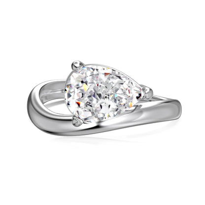 Geometric Dainty Design S925 Silver Rhodium 18K Gold Plated Twisted Waterdrop Shape 8A Iced Out Cut Zirconia Jewelry Rings