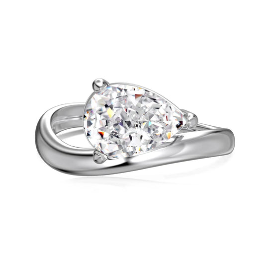 Geometric Dainty Design S925 Silver Rhodium 18K Gold Plated Twisted Waterdrop Shape 8A Iced Out Cut Zirconia Jewelry Rings