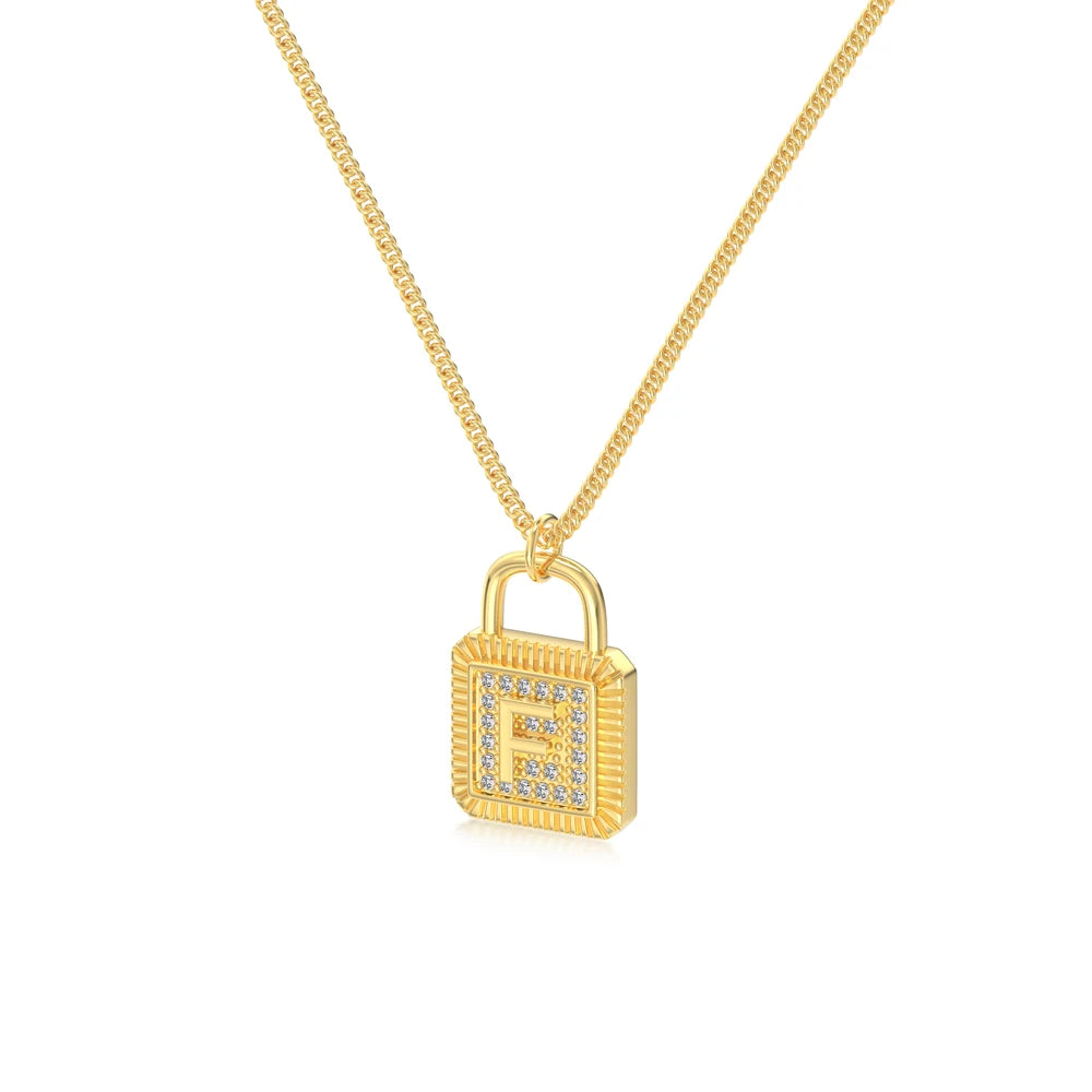 925 Sterling Silver Lock Bridal Initial Necklace product image 29
