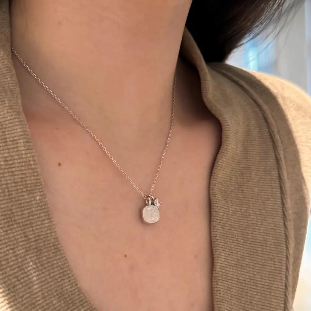 Ins New Style 22K Gold Plated Jewelry 925 Sterling Silver Small Cube Pendant Necklace With 5A Zircon