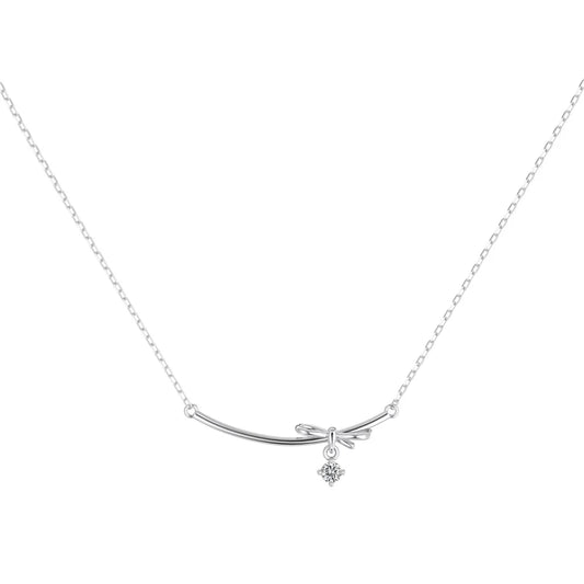 925 Silver Bow 5A CZ Pendant Necklace DY191836 by KAKODIY