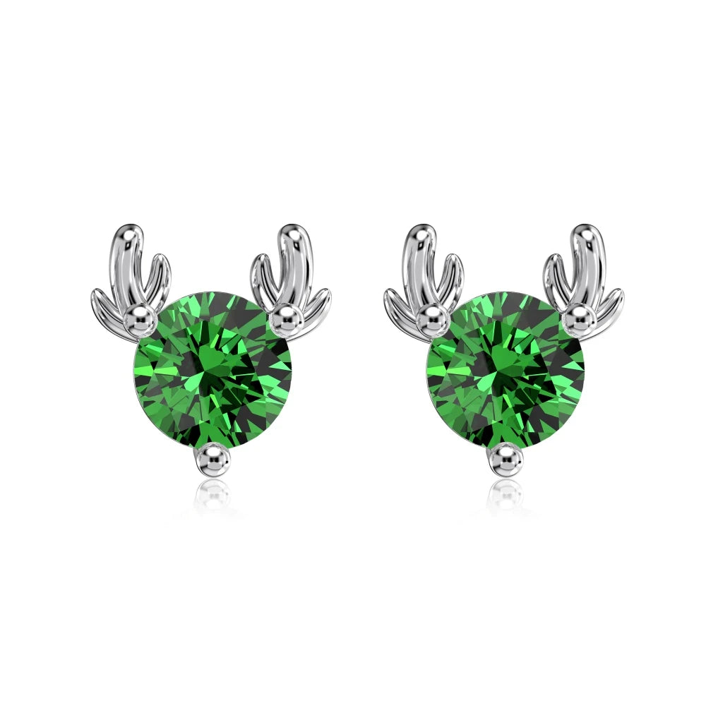 Innovative Jewelry Supplier S925 Silver Rhodium 14K Gold Plated 5A Cubic Zirconia Christmas Gifts Xmas Elk Stud Earrings