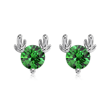Innovative Jewelry Supplier S925 Silver Rhodium 14K Gold Plated 5A Cubic Zirconia Christmas Gifts Xmas Elk Stud Earrings