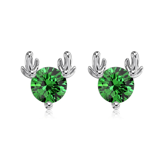 Innovative Jewelry Supplier S925 Silver Rhodium 14K Gold Plated 5A Cubic Zirconia Christmas Gifts Xmas Elk Stud Earrings