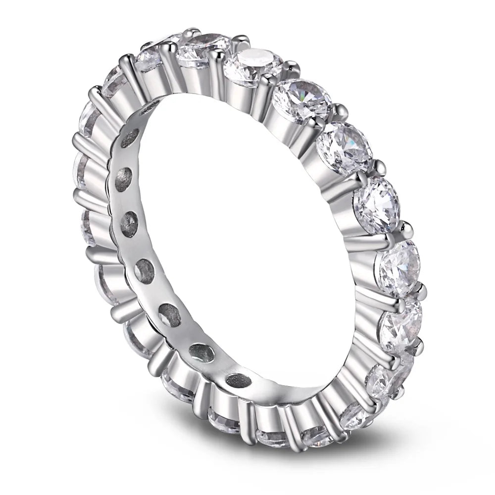 925 Silver Works Couple Ring Personalised Sterling Hug Cluster Wedding Band Womens Eternity Engagement High End Rings