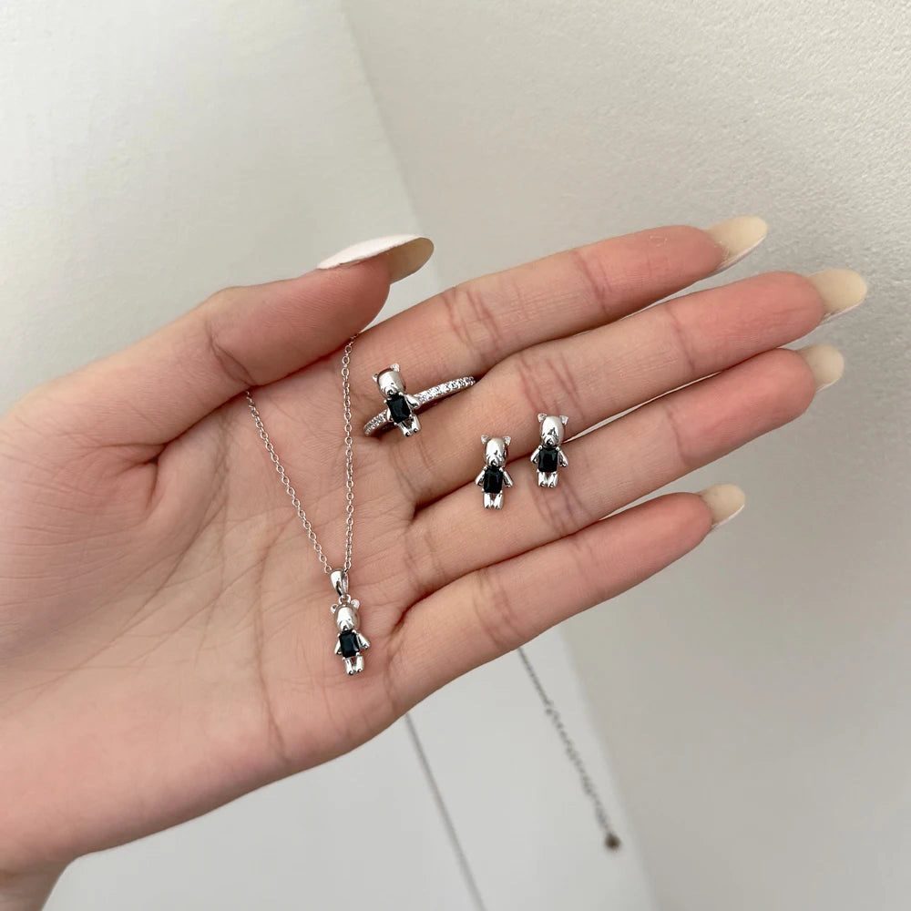 KAKODIY Cute Glamour Design Fashion Accessories Rhodium Plated 925 Sterling Silver 5A Cubic Zirconia Bear Stud Earrings Daily Life - product image 5