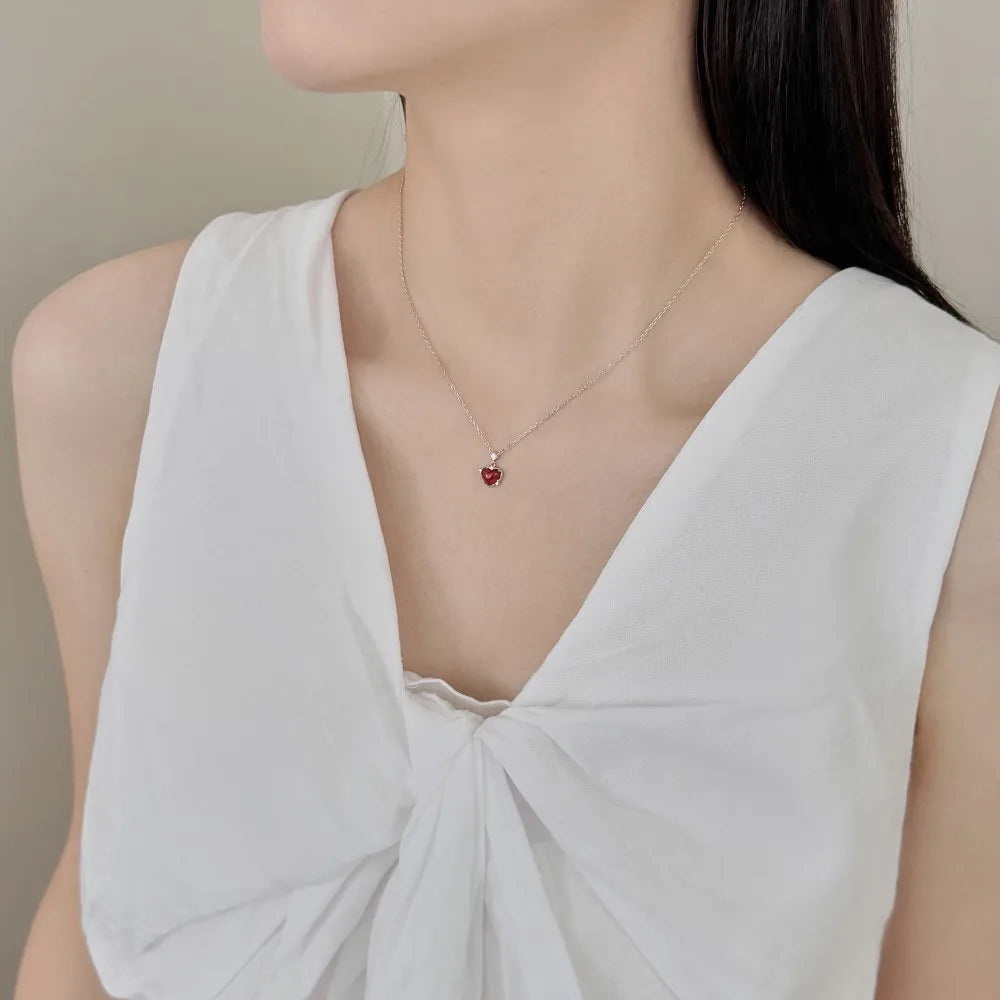 925 Silver Heart 5A CZ Pendant Necklace DY191717 product image 5
