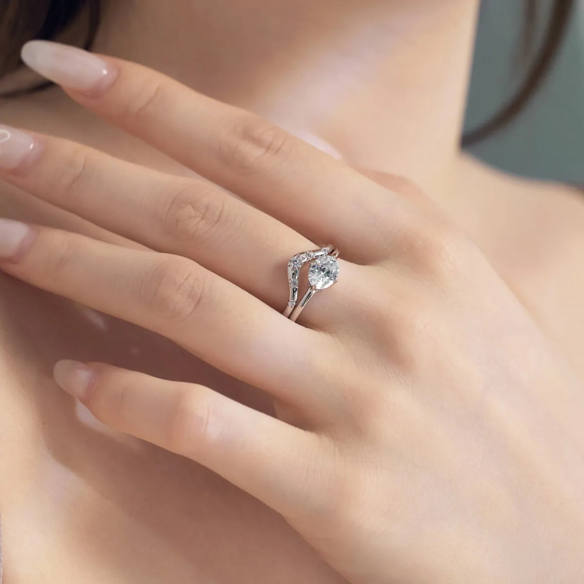 925 Silver CZ Bridal Engagement Ring DY121136 product image 4