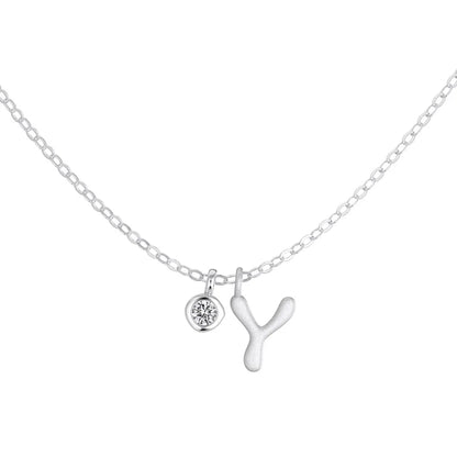 925 Sterling Silver Y Initial CZ Necklace by KAKODIY