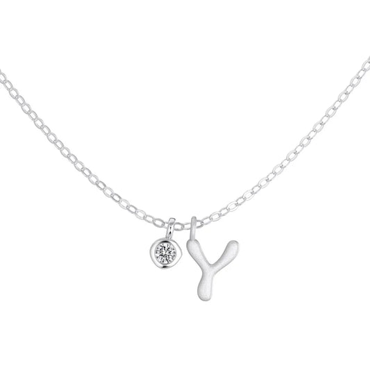 925 Sterling Silver Y Initial CZ Necklace by KAKODIY
