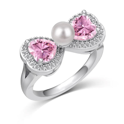 925 Sterling Silver Heart Pearl Engagement Ring product image 7