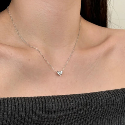 Minimalist Design Fashion Jewelry S925 Silver Rhodium 18K Gold Plated Tiny Love Heart Pendant Necklaces with 5A Zirconia