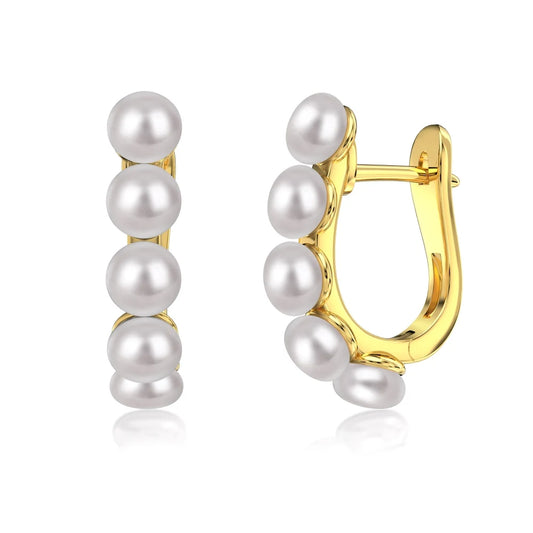 New Arrival 925 Silver Cz Zircon Drop Earrings for Women Classic Geometric Fresh Water Pearl Hoop Earring 18K Gold Plated  Jewelry