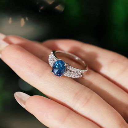 925 Sterling Silver Sapphire CZ Engagement Ring product image 3