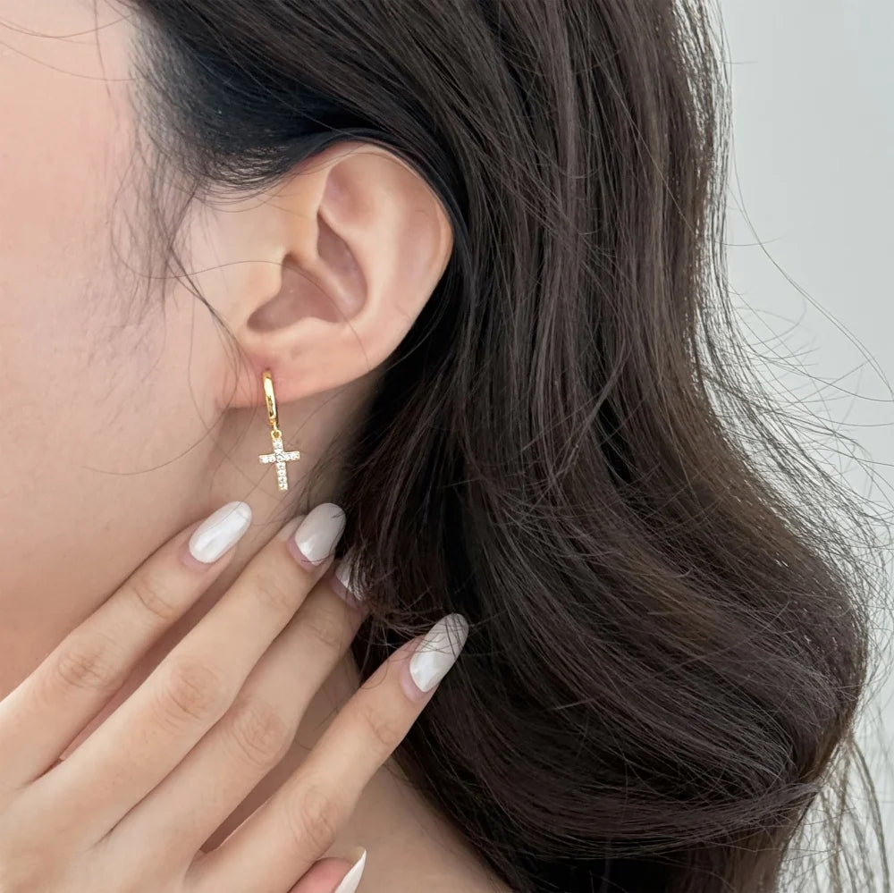KAKODIY Jewelry Exquisite 925 Sterling Silver 5A Cubic Zirconia Miniature Religious Cross Pendant Earrings Women's Daily Jewelry - product image 4