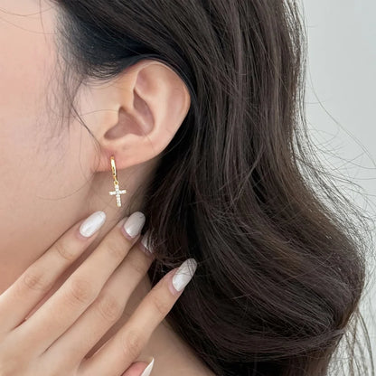 KAKODIY Jewelry Exquisite 925 Sterling Silver 5A Cubic Zirconia Miniature Religious Cross Pendant Earrings Women's Daily Jewelry - product image 4