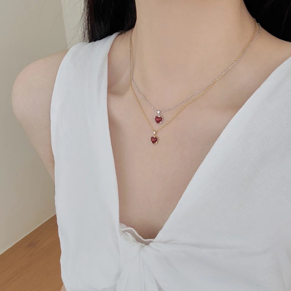 925 Silver Heart 5A CZ Pendant Necklace DY191717 product image 2