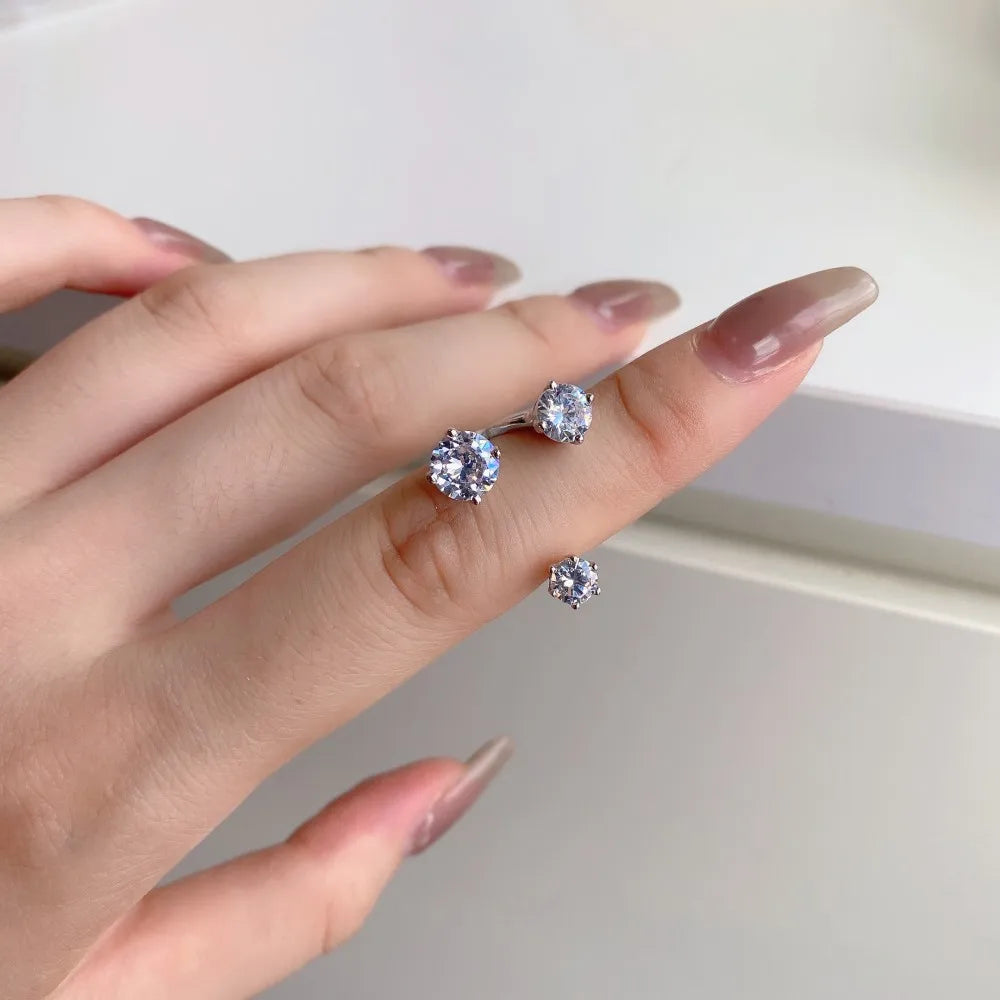 New Arrival Minimalist Design Rhodium Plated 925 Sterling Silver Adjustable 5A Zirconia Women Wedding Promise Rings