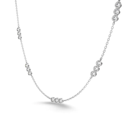 Simplicity Design Delicate Jewelry S925 Silver Link Chain Multiple Circle 5A Cubic Zirconia Stone Women Necklaces