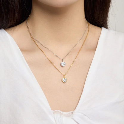 925 Silver Heart 5A CZ Pendant Necklace DY191847 product image 2