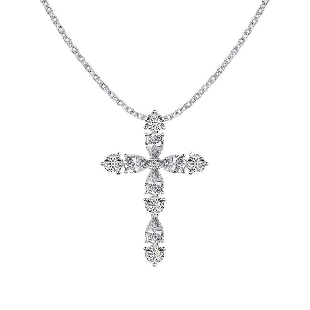 Simply Designed 18K Gold Plated Cross Pendant Cz Necklace 925 Sterling Silver Jewelry Women Cross Necklaces
