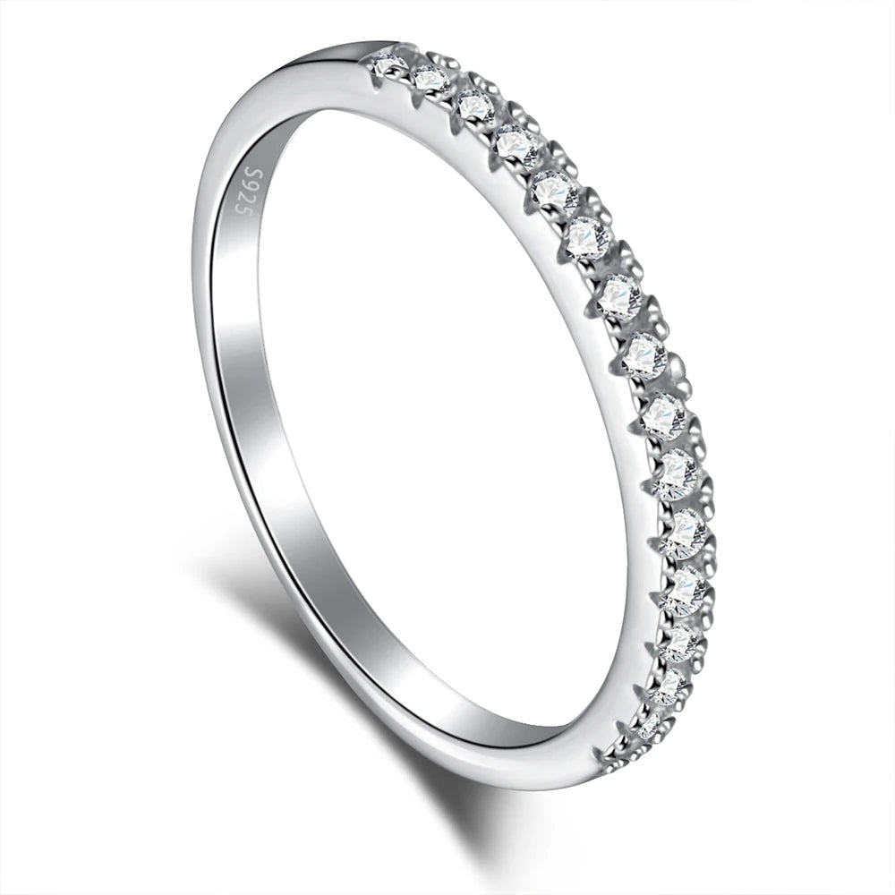 Classic Proposal Eternal Series Simple Design Jewelry 925 Silver 5A Platinum Zircon Round Couple Wedding Ring
