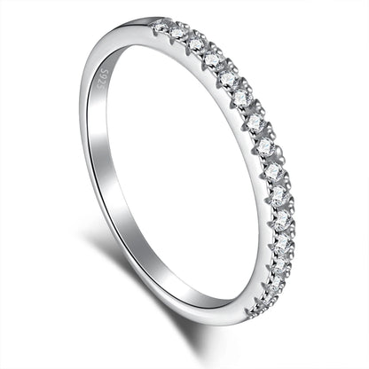 Classic Proposal Eternal Series Simple Design Jewelry 925 Silver 5A Platinum Zircon Round Couple Wedding Ring