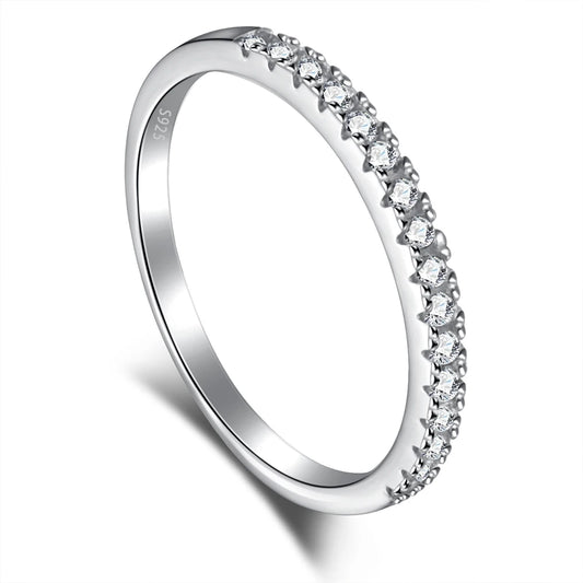 Classic Proposal Eternal Series Simple Design Jewelry 925 Silver 5A Platinum Zircon Round Couple Wedding Ring