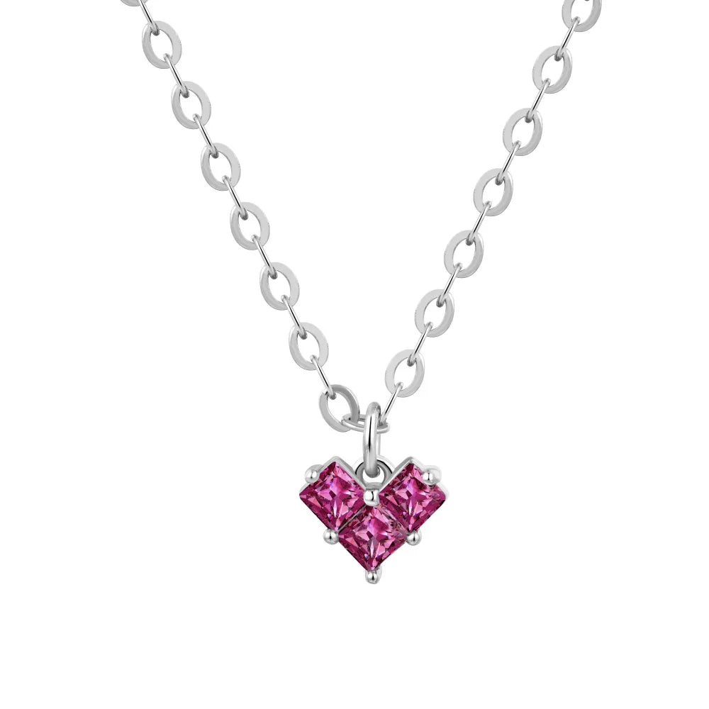 925 Sterling Silver Heart 5A CZ Pendant Necklace by KAKODIY