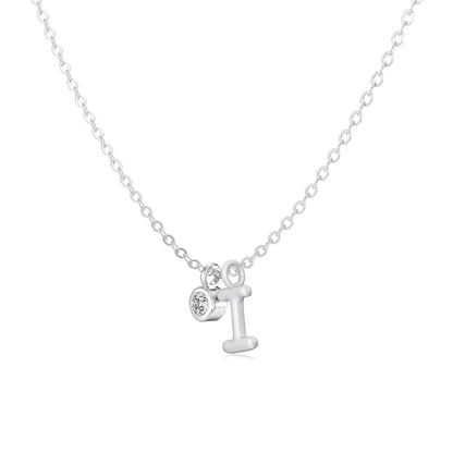 925 Sterling Silver I Initial CZ Necklace product image 5