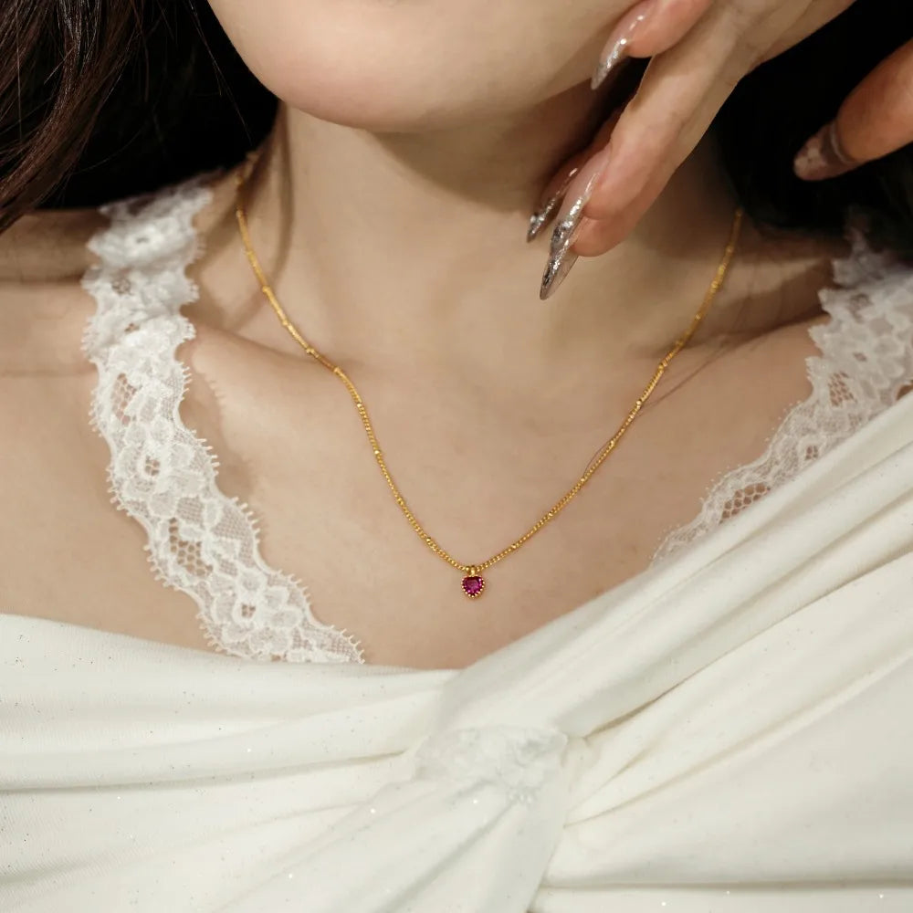 Fashion Simplicity Design Fit Christmas Festival Xmas Gifts S925 Silver  5A Zirconia Heart Pendant Necklaces