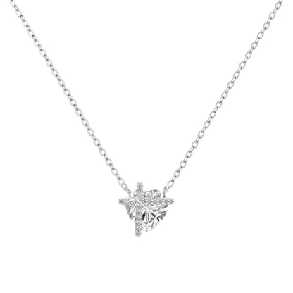 925 Silver Heart 5A CZ Pendant Necklace DY191857 by KAKODIY
