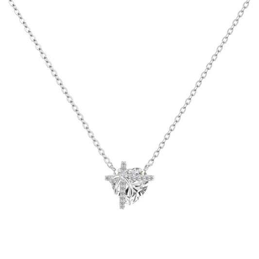 925 Silver Heart 5A CZ Pendant Necklace DY191857 by KAKODIY