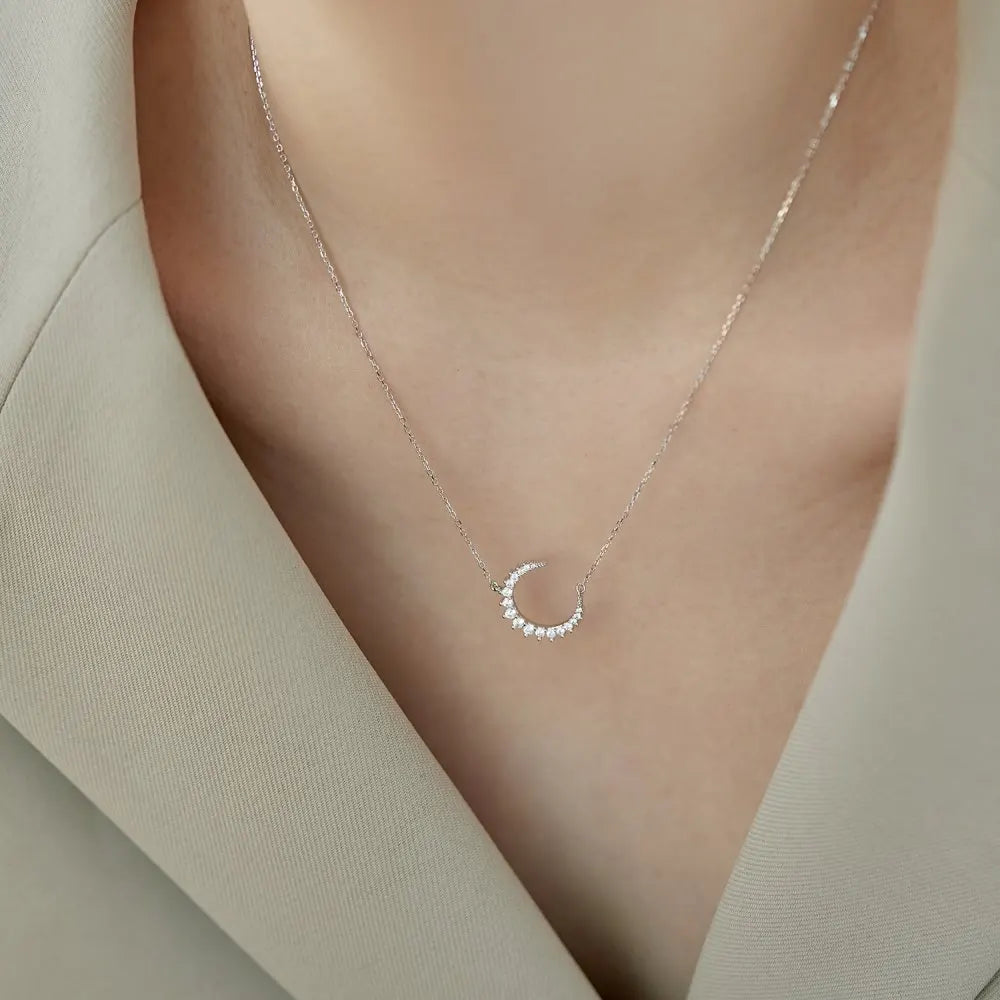 925 Sterling Silver Moon CZ Necklace product image 2