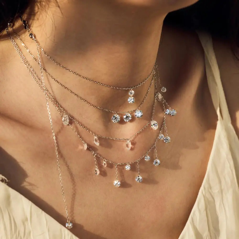 925 Sterling Silver CZ Bridal Lariat Necklace product image 6