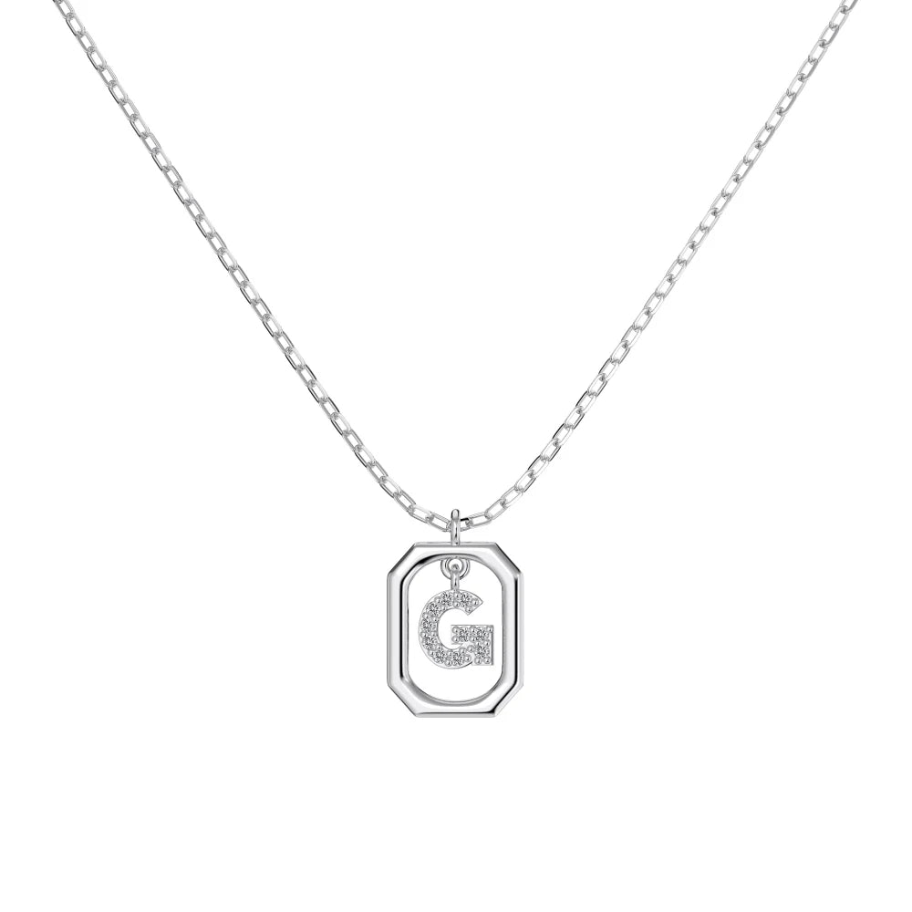 925 Silver G Initial 5A CZ Necklace DY191335 product image 5