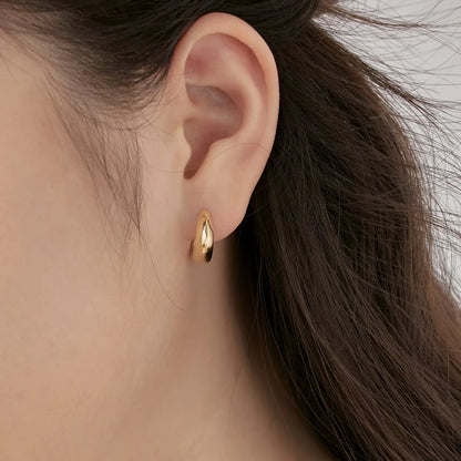 New Trendy Vintage Geometric Triangle Square Huggie Earring S925 Sterling Silver 18K Gold Plated Hoop Earrings for Women