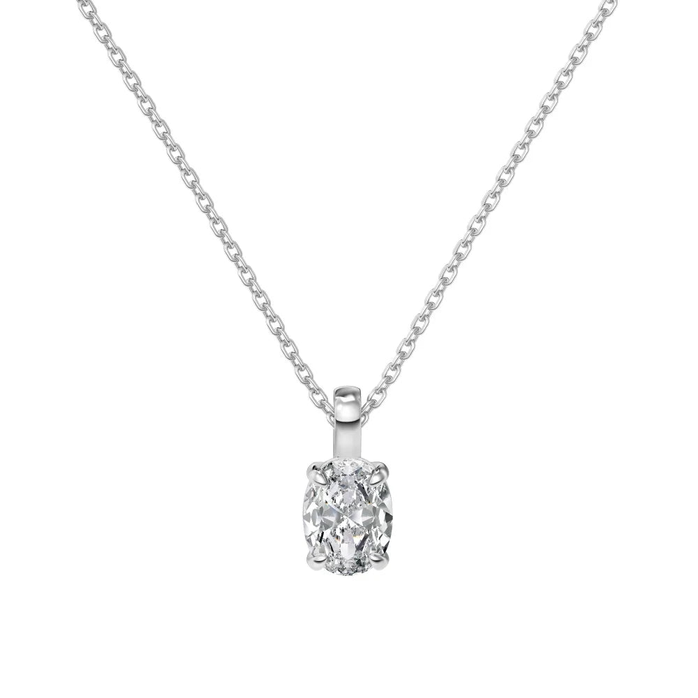 Exquisite Delicate Women Girls Fine Jewelry S925 Silver Solitaire Egg Oval Shape 5A Cubic Zirconia Pendant Necklace