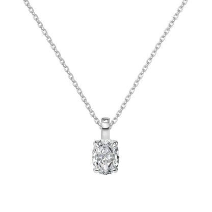 Exquisite Delicate Women Girls Fine Jewelry S925 Silver Solitaire Egg Oval Shape 5A Cubic Zirconia Pendant Necklace