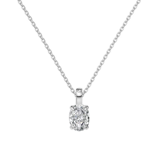 Exquisite Delicate Women Girls Fine Jewelry S925 Silver Solitaire Egg Oval Shape 5A Cubic Zirconia Pendant Necklace