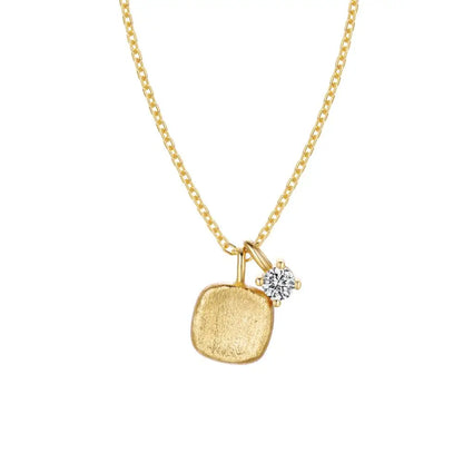 Ins New Style 22K Gold Plated Jewelry 925 Sterling Silver Small Cube Pendant Necklace With 5A Zircon