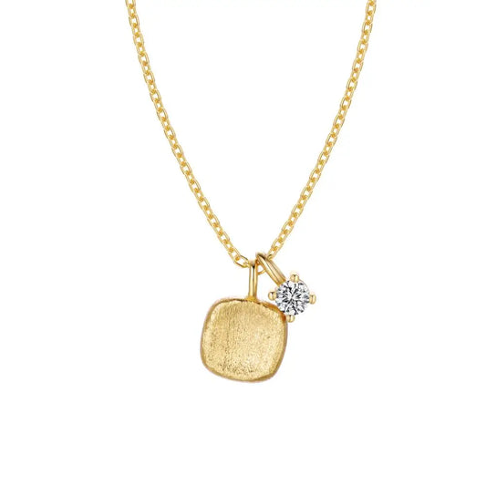 Ins New Style 22K Gold Plated Jewelry 925 Sterling Silver Small Cube Pendant Necklace With 5A Zircon