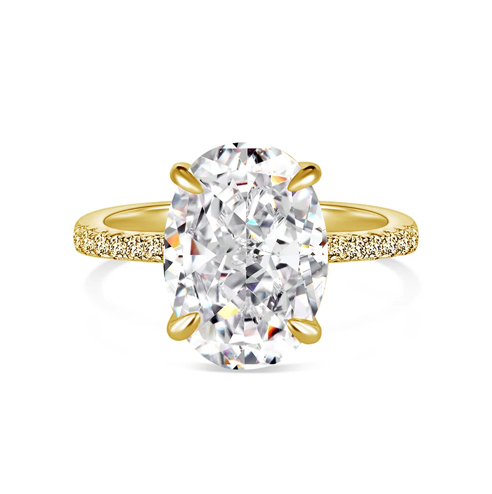 Ex-Factory Price High Grade Quality Radiant Ring Cut Shape Cubic Zirconia Solitaire Oval Engagement Silver Thin Band