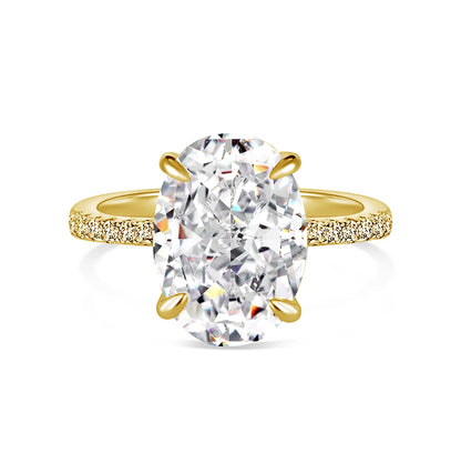 Ex-Factory Price High Grade Quality Radiant Ring Cut Shape Cubic Zirconia Solitaire Oval Engagement Silver Thin Band