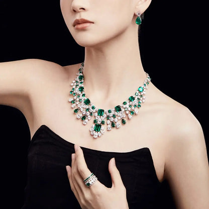 925 Sterling Silver Emerald CZ Tennis Necklace product image 3