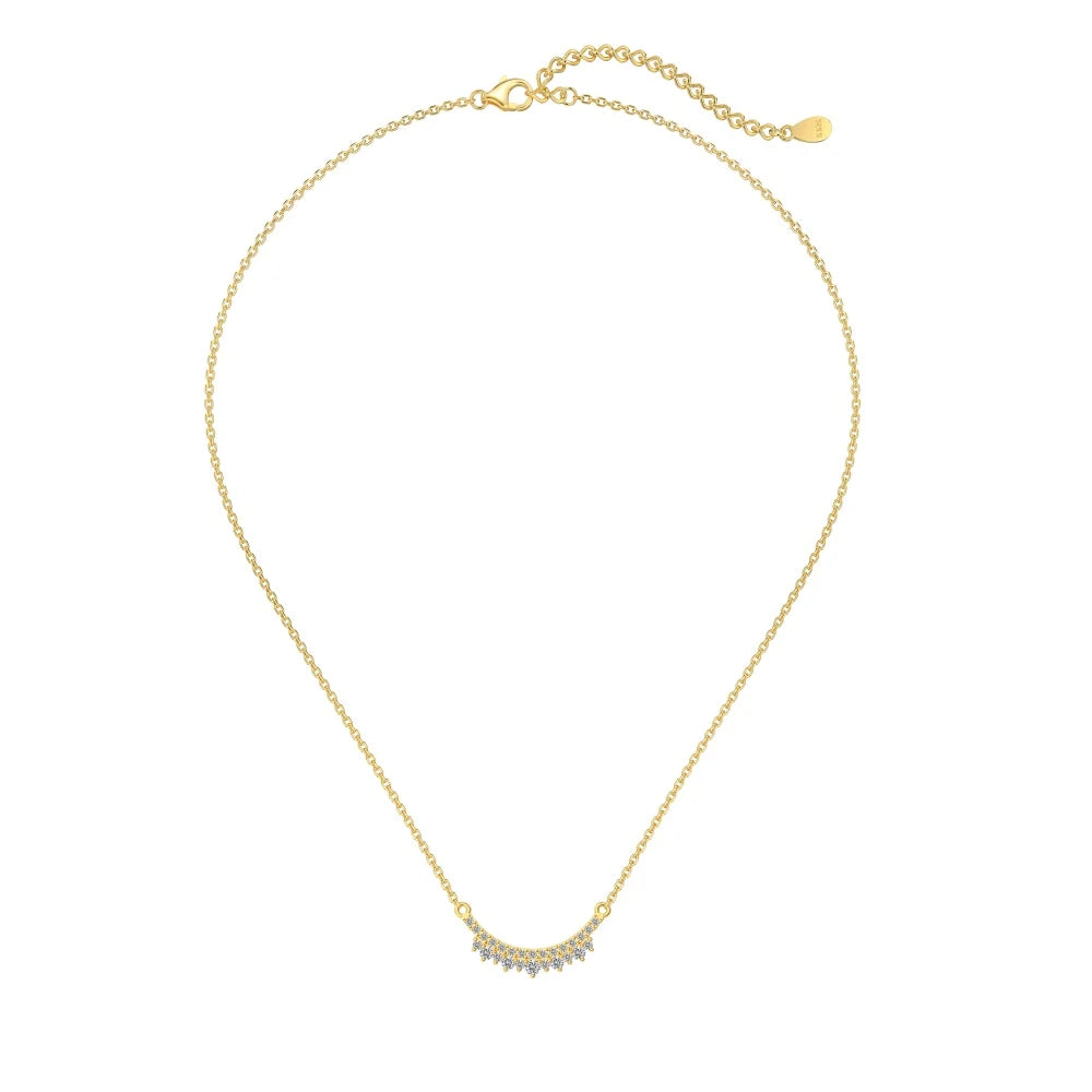 Wholesale Dainty S925 Sterling Silver Jewelry Crown Cz Cubic Zirconia Pendant Necklace 18K Gold Plated Necklaces for Women